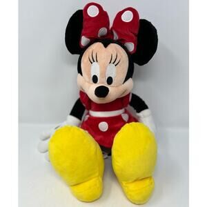 Disney Parks Minnie Mouse Red Dress & Bow White‎ Dots Stuffed Plush 20" Tall